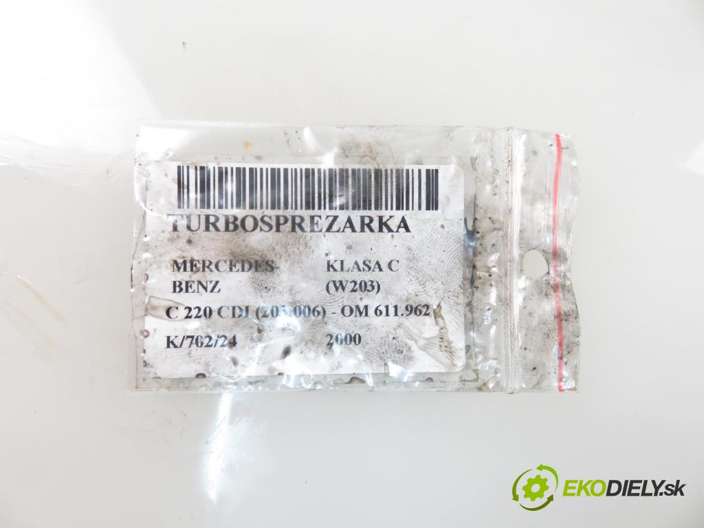 MERCEDES-BENZ KLASA C (W203) SEDAN 2000 105,00 C 220 CDI 143 - OM 611.962 2148,00 RYCHLONABÍJEČKA: 6110960999 (Turbodúchadla (kompletní))