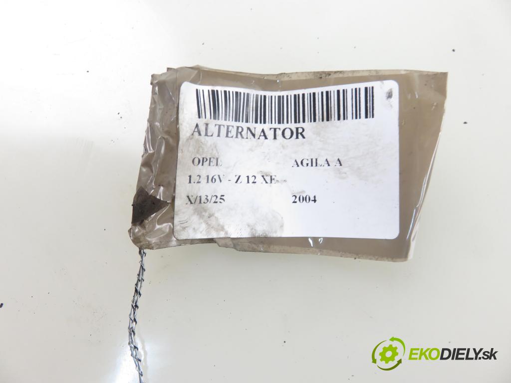 OPEL AGILA (A) (H00) HB 2004 55,00 1.2 16V - Z 12 XE 1199,00 Alternátor 24437119 ; 24437119XK ; 0124225041 (Alternátory)