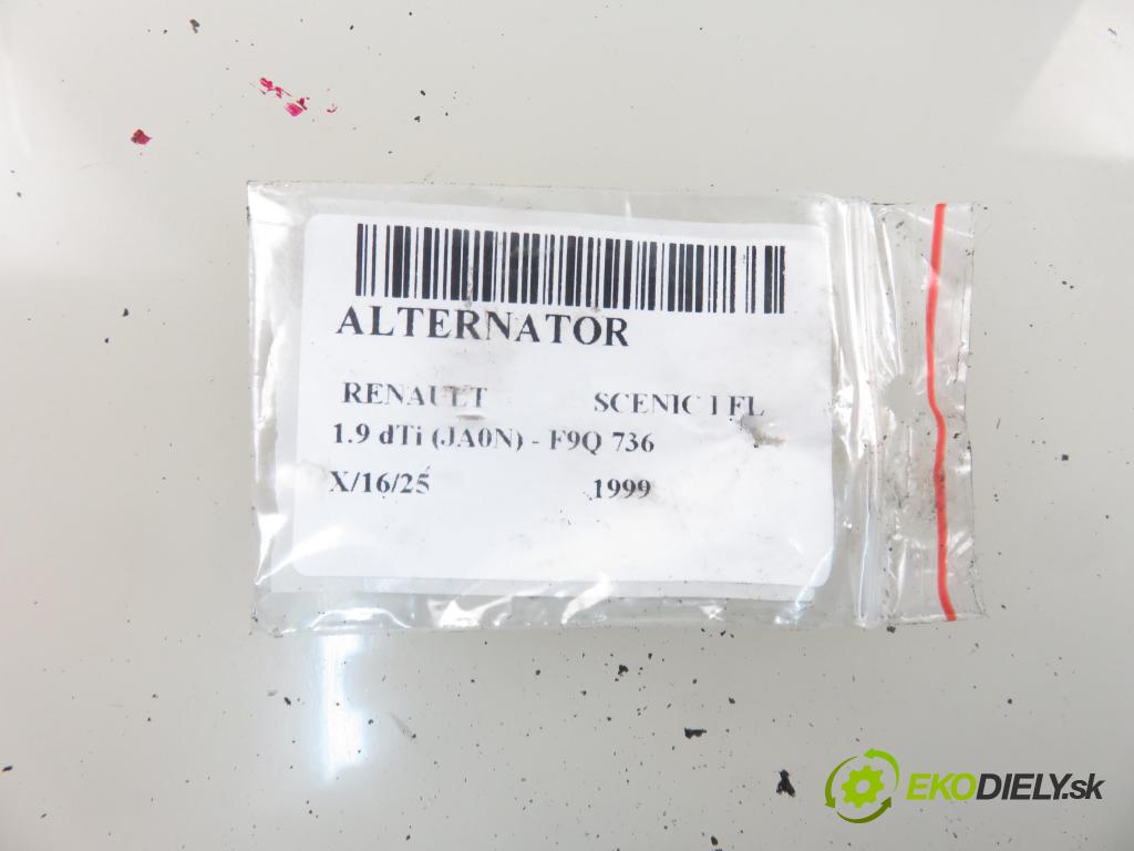RENAULT SCENIC I (JA0/1_) MINIVAN 1999 72,00 1.9 dTi 98 - F9Q 736 1870,00 Alternátor A13VI64 (Alternátory)