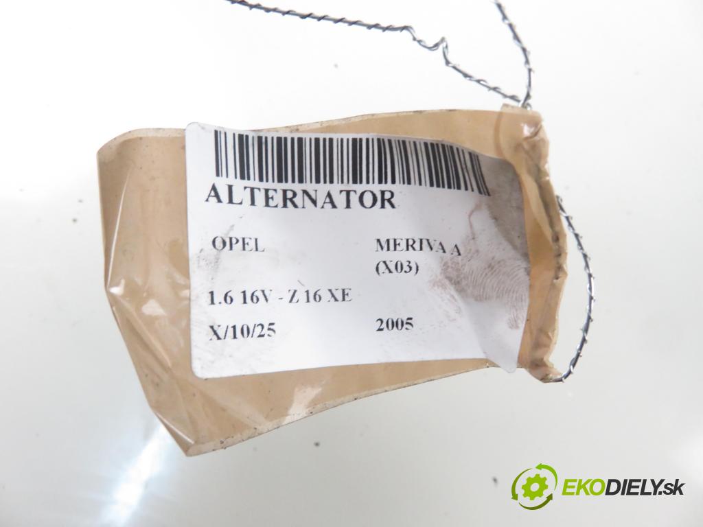 OPEL MERIVA A nadwozie wielkoprzestrzenne (MPV) (X03) MINIVAN 2005 74,00 1.6 16V - Z 16 XE 1598,00 Alternátor 55556070 ; 55556070ZP ; 0124425022 (Alternátory)