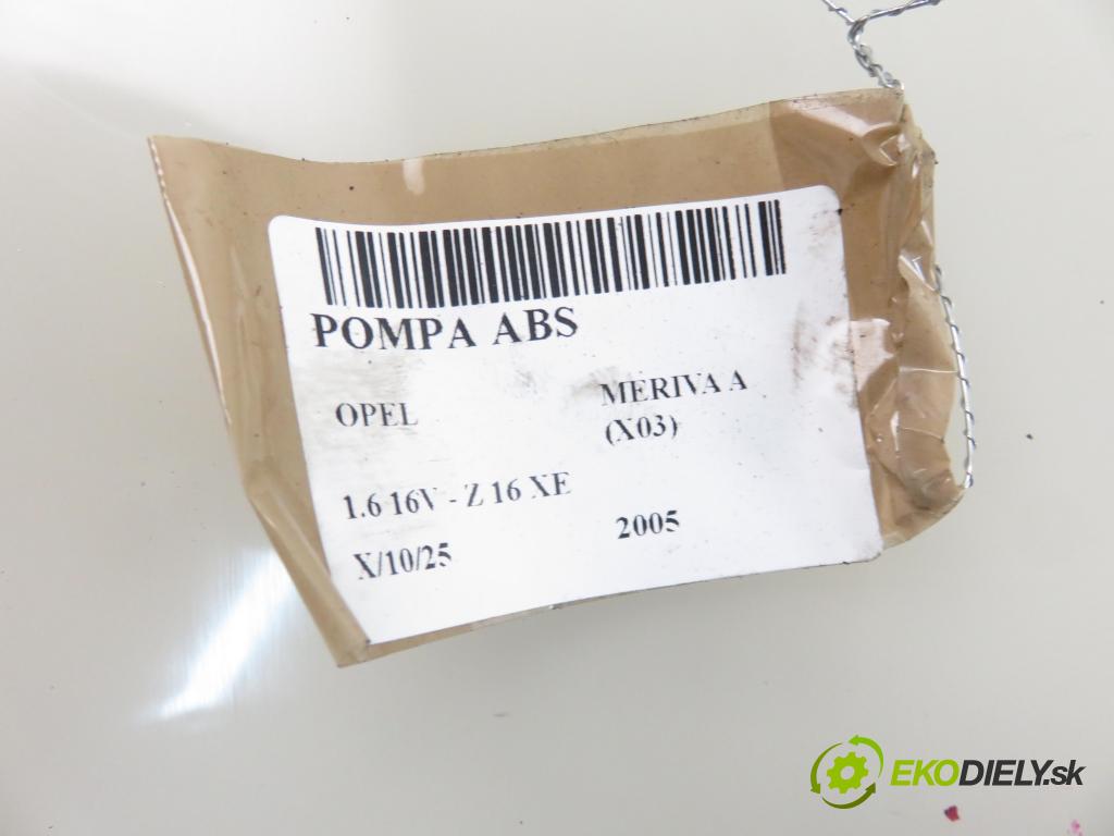 OPEL MERIVA A nadwozie wielkoprzestrzenne (MPV) (X03) MINIVAN 2005 74,00 1.6 16V - Z 16 XE 1598,00 Pumpa ABS 13190879 ; 0265234093 ; 0265950350 (Pumpy ABS)