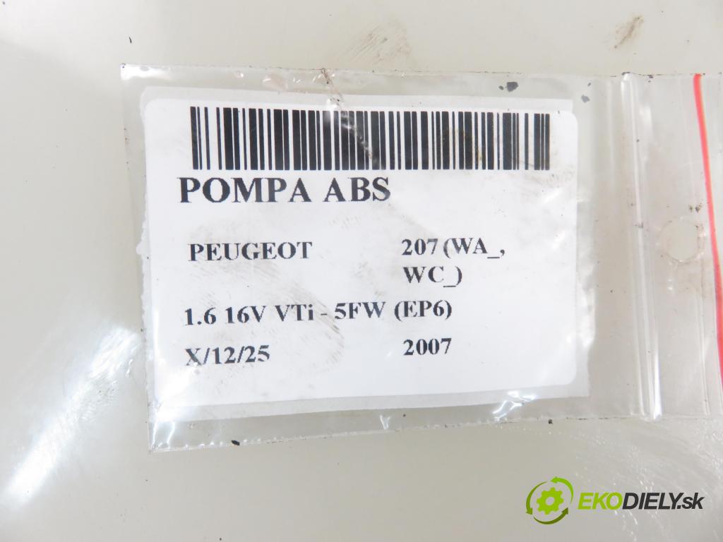 PEUGEOT 207 (WA_, WC_) HB 2007 88,00 1.6 16V VTi - 5FW (EP6) 1598,00 Pumpa ABS 10097011463 (Pumpy ABS)