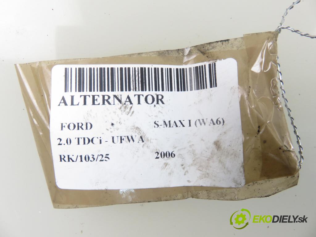 FORD S-MAX (WA6) MINIVAN 2006 103,00 2.0 TDCi - UFWA 1997,00 Alternátor 6G9N10300XC ; 0121615009 (Alternátory)