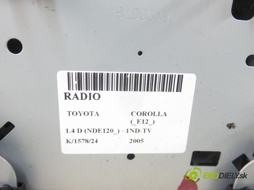 TOYOTA COROLLA (_E12_) HB 2005 66,00 1.4 D-4D 90 - 1ND-TV 1364,00 RADIO CD 8612012880