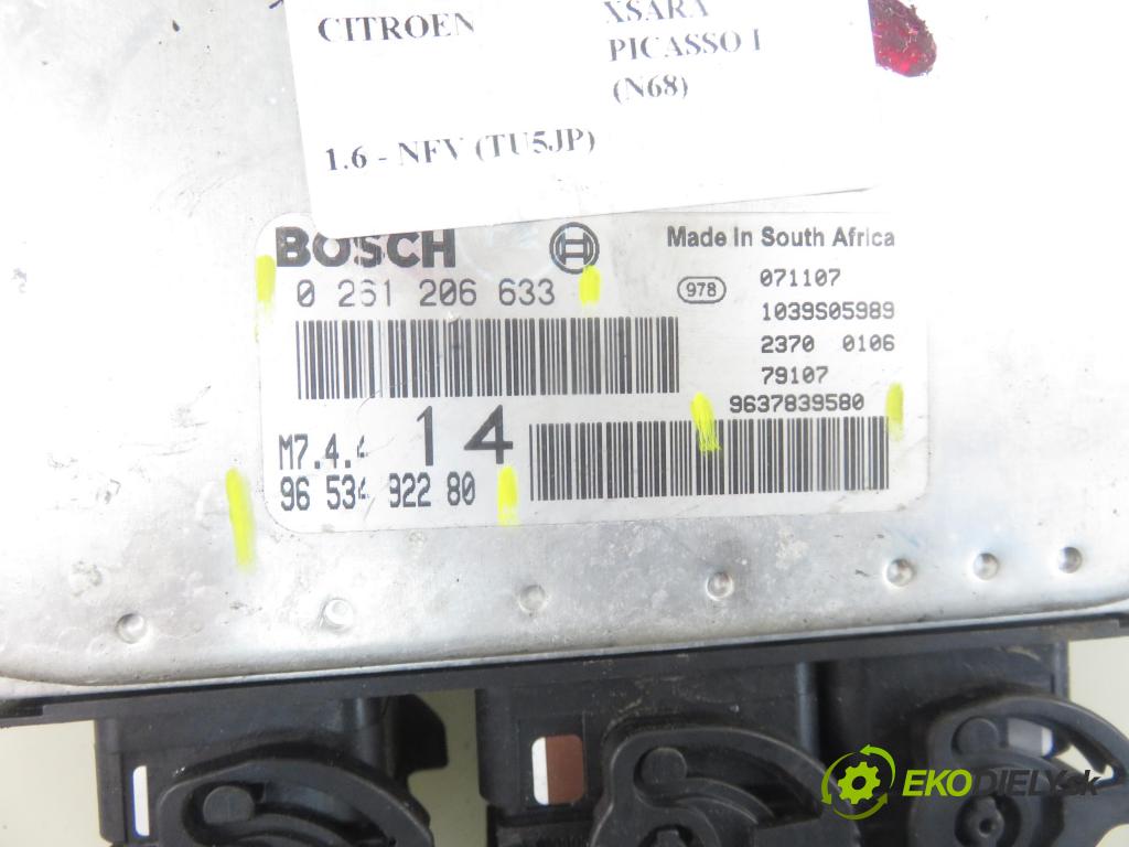 CITROEN XSARA PICASSO (N68) MINIVAN 2000 70,00 1.6 - NFV (TU5JP) 1587,00 Riadiaca jednotka Motor 9653492280 ; 0261206633 ; 9637839580
