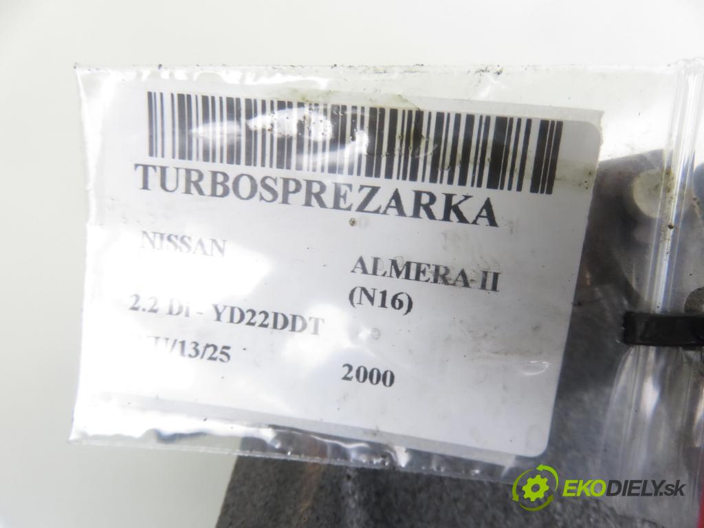 NISSAN ALMERA II (N16) SEDAN 2000 81,00 2.2 Di - YD22DDT 2184,00 Turbodúchadlo 144115M300 (Turbodúchadlá (kompletné))