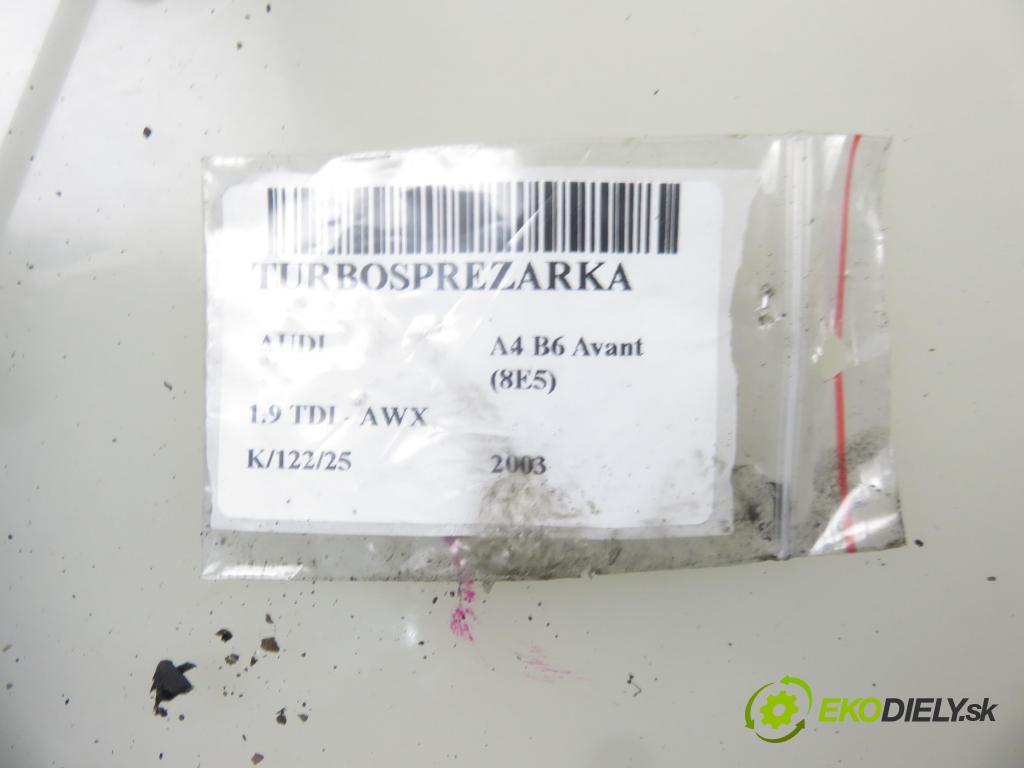 AUDI A4 Avant (8E5, B6) KOMBI 2003 96,00 1.9 TDI - AWX 1896,00 RYCHLONABÍJEČKA: 038145702G (Turbodúchadla (kompletní))