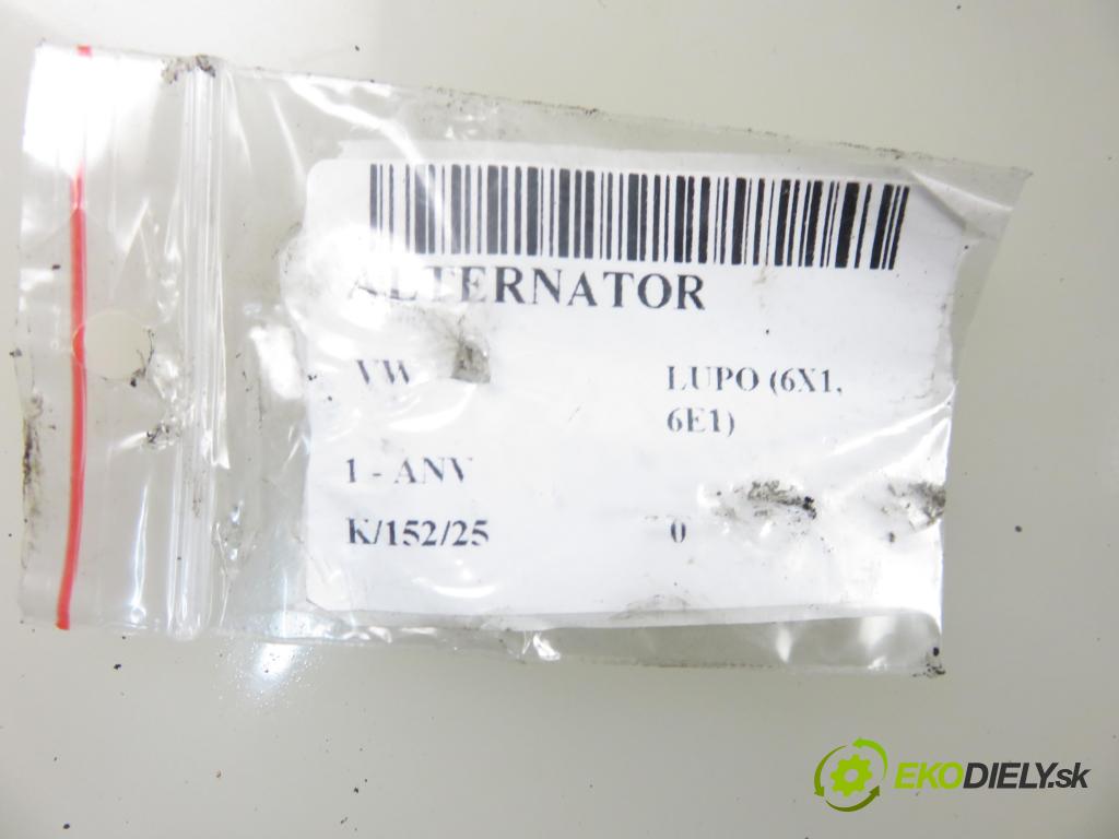 VW LUPO (6X1, 6E1) HB 2001 37,00 1.0 MPI 50 - ANV 999,00 Alternátor 037903025L ; 0124215005 (Alternátor)