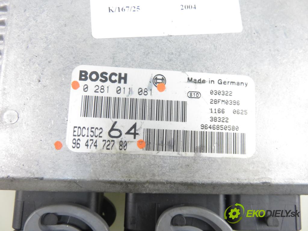 PEUGEOT 307 (3A/C) HB 2004 79,00 2.0 HDi 110 - RHS 1997,00 Riadiaca jednotka Motor 0281011081 ; 9647472780