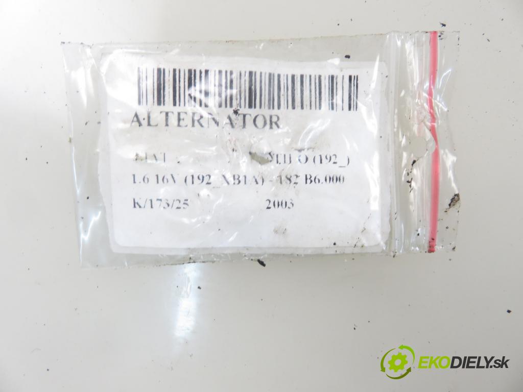 FIAT STILO (192_) HB 2003 76,00 1.6 16V 103 - 182 B6.000 1596,00 Alternátor 46813061 ; 0124325058 (Alternátory)