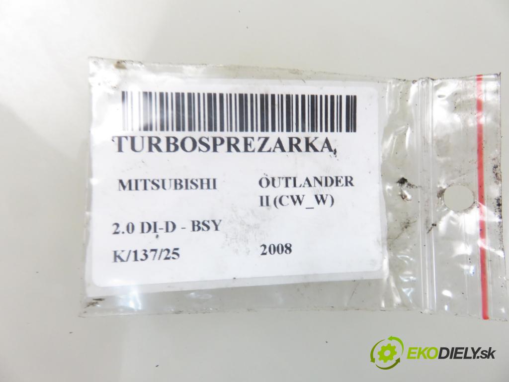 MITSUBISHI OUTLANDER II (CW_W) SUV 2008 103,00 2.0 DI-D 140 - BSY (Volkswagen Group) 1968,00 RYCHLONABÍJEČKA: 03G253014J (Turbodúchadla (kompletní))
