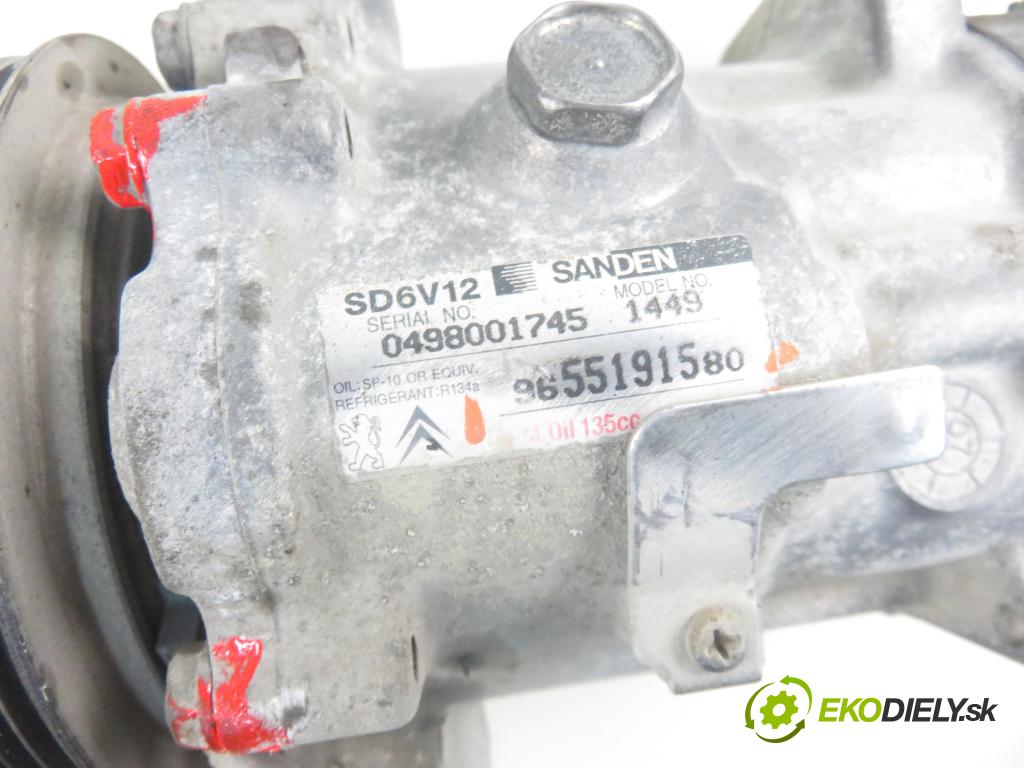 PEUGEOT 206 liftback (2A/C) HB 2007 55,00 1.4 75 - KFW 1360,00 KOMPRESOR: klimatizácie 9655191580 (Kompresory klimatizácie)