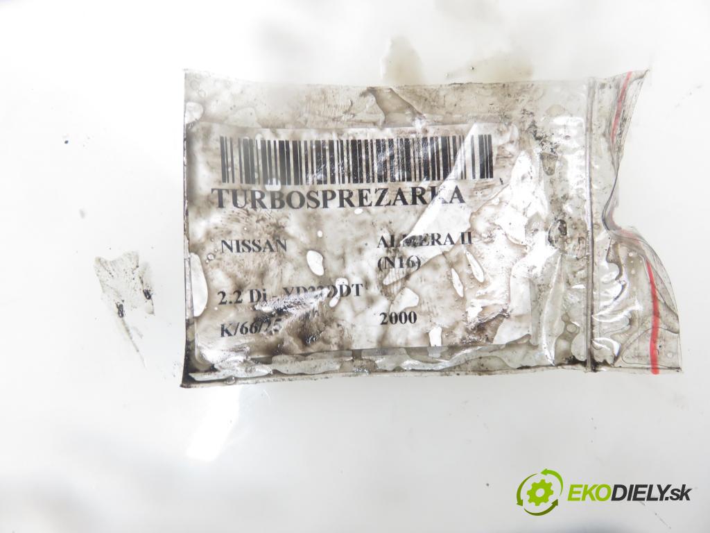 NISSAN ALMERA II (N16) HB 2000 81,00 2.2 Di - YD22DDT 2184,00 RYCHLONABÍJEČKA: 144115M300 (Turbodúchadla (kompletní))