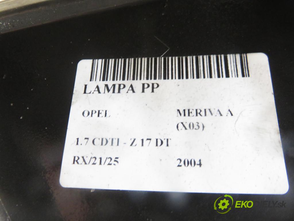 OPEL MERIVA A nadwozie wielkoprzestrzenne (MPV) (X03) HB 2004 74,00 1.7 CDTI 101 - Z 17 DT 1686,00 světlo PP