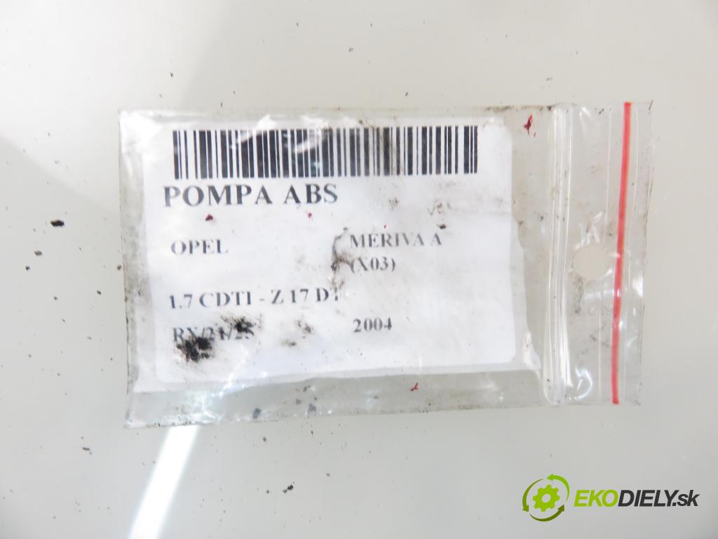 OPEL MERIVA A nadwozie wielkoprzestrzenne (MPV) (X03) HB 2004 74,00 1.7 CDTI 101 - Z 17 DT 1686,00 Pumpa ABS 0273004655 ; 0265220658 (Pumpy ABS)