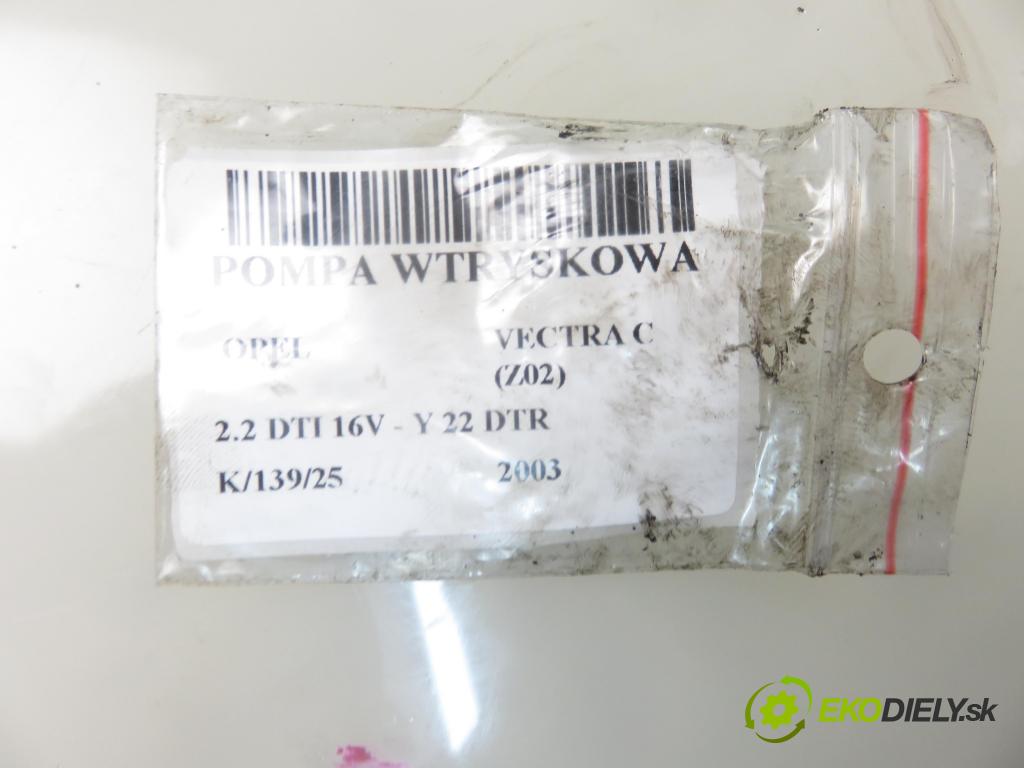 OPEL VECTRA C (Z02) LIFTBACK 2003 92,00 2.2 DTI 16V 125 - Y 22 DTR 2172,00 pumpa vstřikovací 0470504224 ; 55352862 ; 0281011055 (Vstřikovací čerpadla)