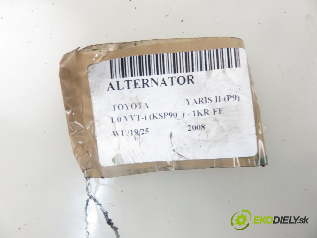 TOYOTA YARIS (_P9_) HB 2008 51,00 1.0 VVT-i (KSP90_) - 1KR-FE 998,00 Alternátor 270600Q040 ; 0124225051 (Alternátory)