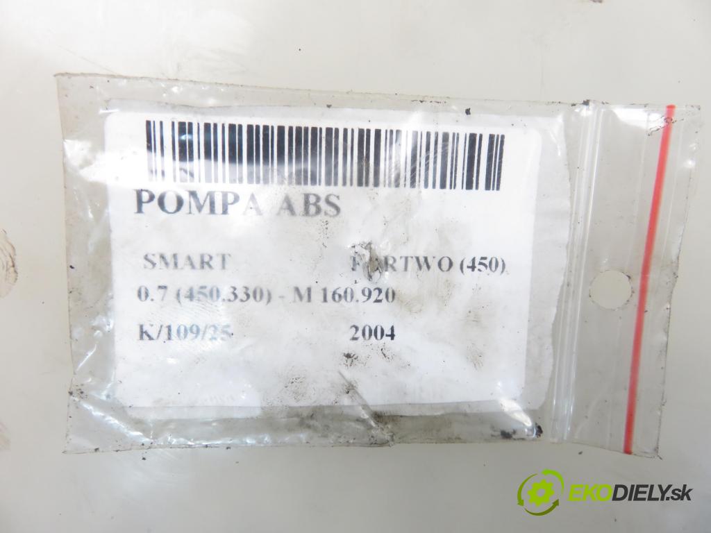 SMART FORTWO Coupe (450) HB 2004 37,00 0.7 (450.330) 50 - M 160.920 698,00 Pumpa ABS 0012793V002 ; 0265950077 ; 0265225185 (Pumpy ABS)