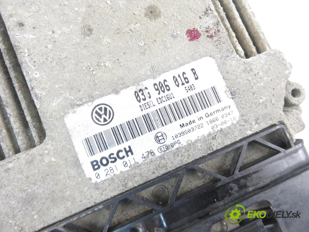 VW GOLF V (1K1) HB 2003 77,00 1.9 TDI - BXE 1896,00 Riadiaca jednotka Motor 03G906016B ; 0281011478