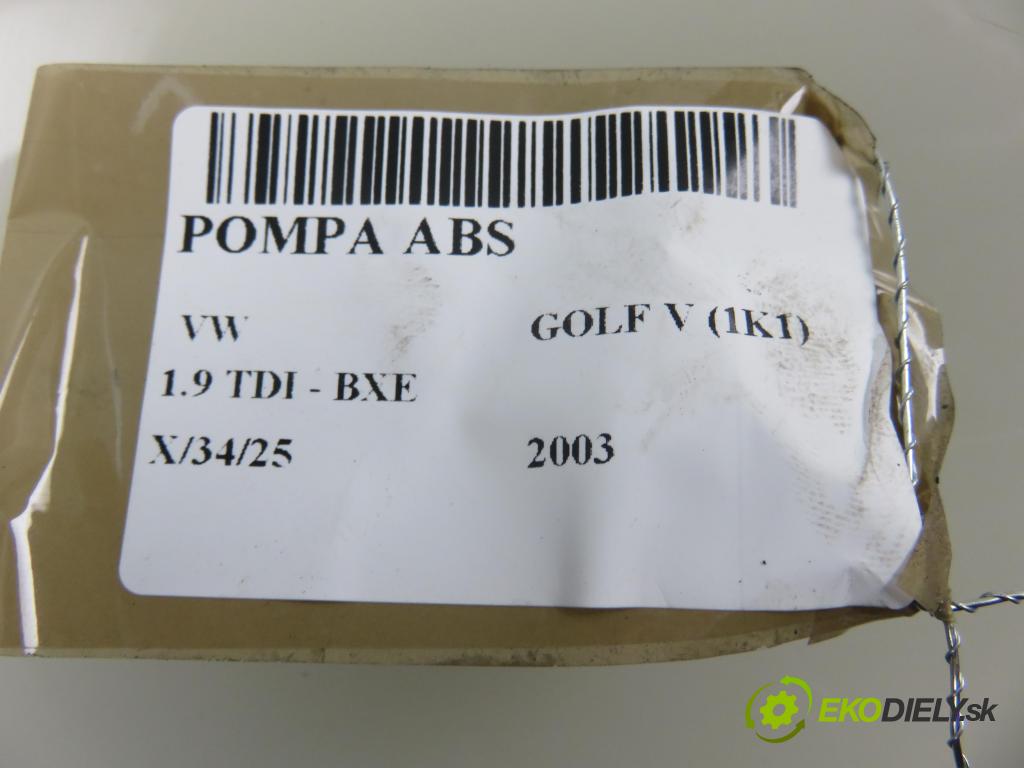 VW GOLF V (1K1) HB 2003 77,00 1.9 TDI - BXE 1896,00 Pumpa ABS 1K0907379K ; 10096003483 (Pumpy ABS)