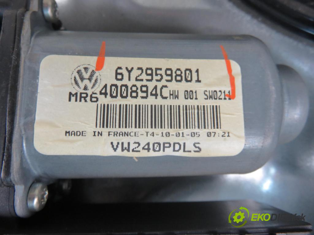 VW POLO (9N_) HB 2005 47,00 1.2 12V - BME 1198,00 mechanismus oken PPE 3D 6Q0837752 ; 6Y2959801