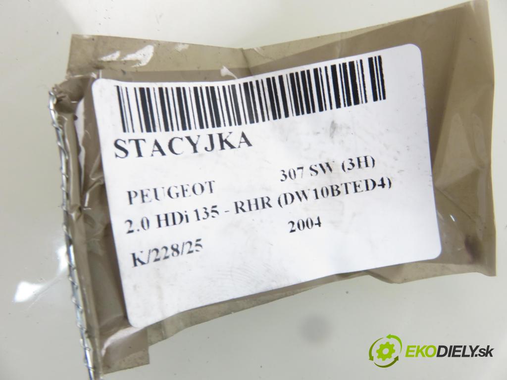 PEUGEOT 307 SW (3H) KOMBI 2004 100,00 2.0 HDi 135 - RHR (DW10BTED4) 1997,00 spinačka 36353100 ; 9648445180 (Spínacie skrinky a kľúče)