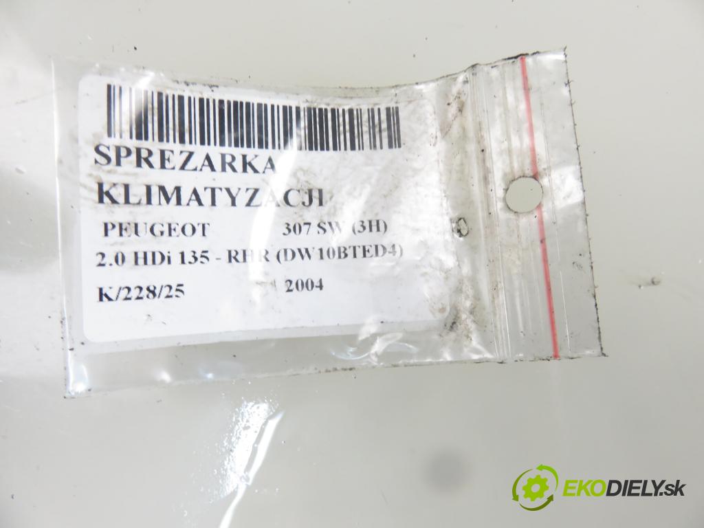PEUGEOT 307 SW (3H) KOMBI 2004 100,00 2.0 HDi 135 - RHR (DW10BTED4) 1997,00 KOMPRESOR: klimatizácie 9647213380 (Kompresory klimatizácie)