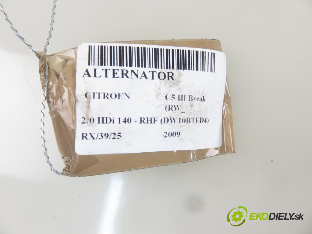 CITROEN C5 III Break (RW_) KOMBI 2009 103,00 2.0 HDi 140 - RHF (DW10BTED4) 1997,00 Alternátor 9688085380 (Alternátory)