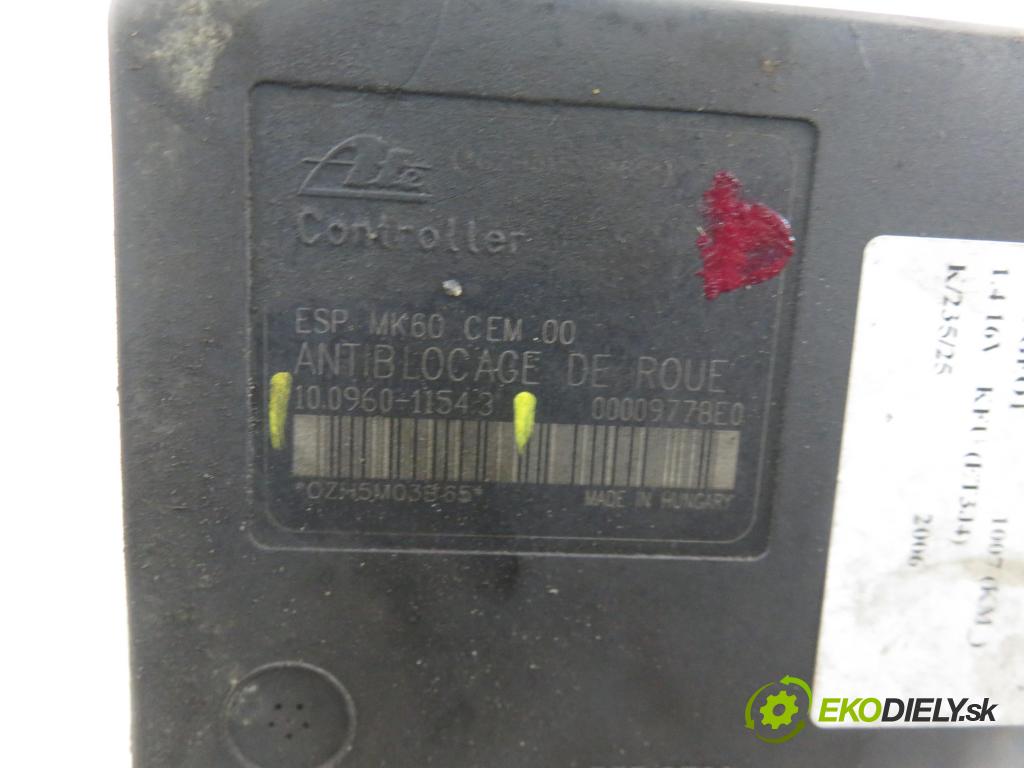 PEUGEOT 1007 (KM_) HB 2006 65,00 1.4 16V - KFU (ET3J4) 1360,00 Pumpa ABS 10096011543 ; 9654777580 ; 10020601974 (Pumpy ABS)