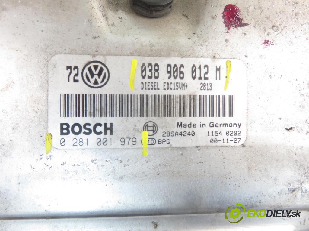 VW BORA (1J2) SEDAN 2000 66,00 1.9 TDI 90 - ALH 1896,00 Riadiaca jednotka Motor 038906012M ; 0281001979