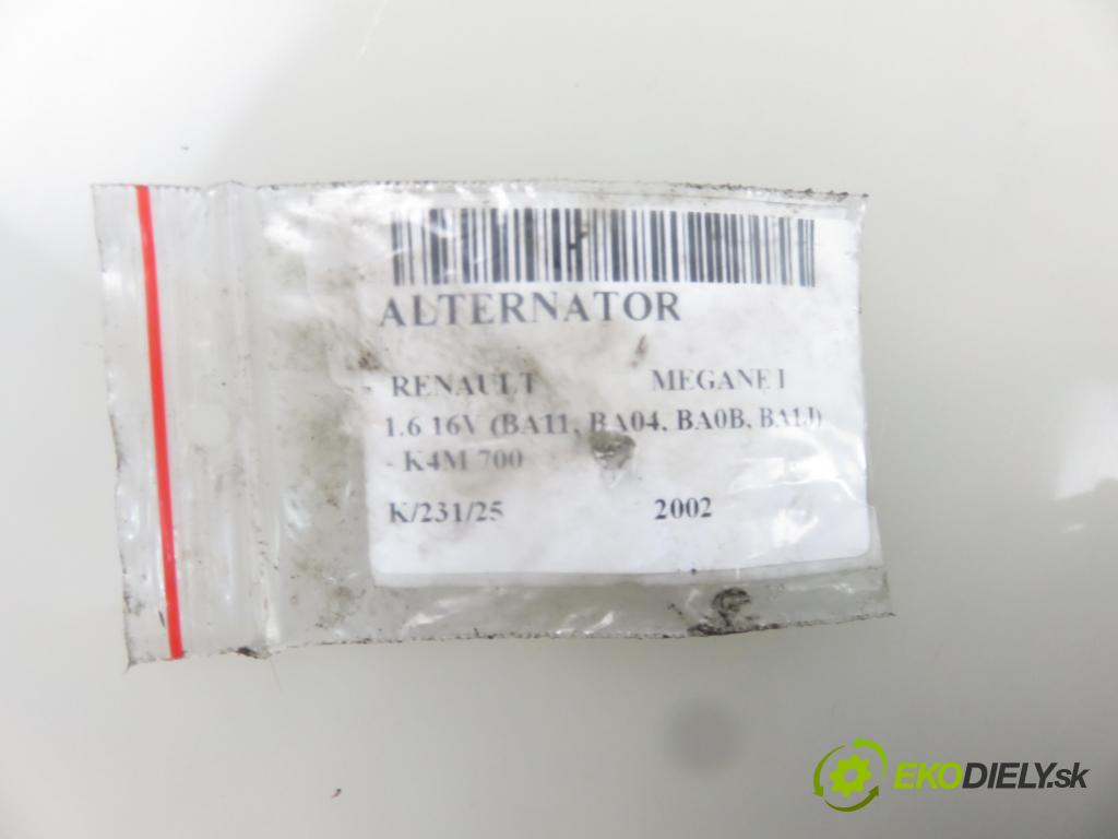RENAULT MEGANE I (BA0/1_) HB 2002 79,00 1.6 16V 107 - K4M 700 1598,00 Alternátor 0124325031 ; 7700434899 (Alternátory)