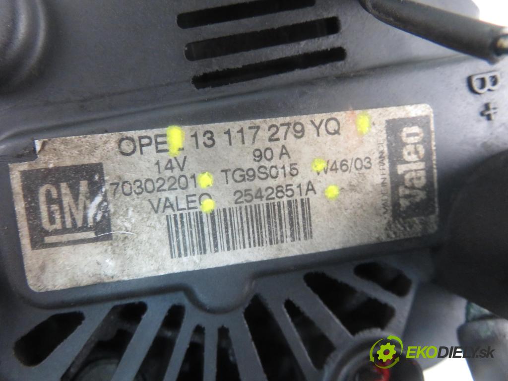 OPEL COMBO C CHLODNIA 2005 51,00 1.3 CDTI 16V - Z 13 DT 1248,00 Alternátor 13117279YQ ; TG9S015 ; 2542851A (Alternátory)