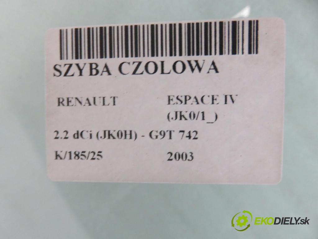 RENAULT ESPACE IV (JK0/1_) MINIVAN 2003 110,00 2.2 dCi (JK0H) 150 - G9T 742 2188,00 okno PŘEDNÍ