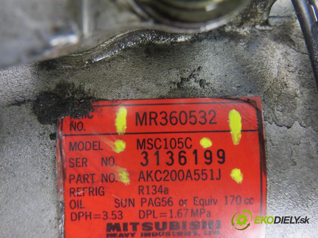 MITSUBISHI PAJERO SPORT I (K7_, K9_) SUV 1999 73,00 2.5 TD (K94W) 99 - 4D56 T 2477,00 KOMPRESOR: klimatizácie MR360532 ; AKC200A551J ; MSC105C (Kompresory klimatizácie)