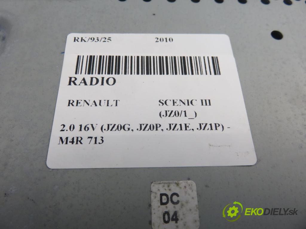 RENAULT SCENIC III (JZ0/1_) MINIVAN 2010 103,00 2.0 16V (JZ0G, JZ0P, JZ1E, JZ1P) - M4R 713 1997,00 RADIO 281150030R