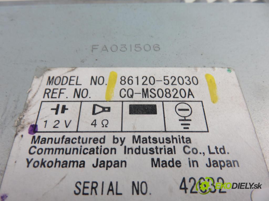 TOYOTA YARIS (_P1_) HB 2002 50,00 1.0 VVT- i 68 - 1SZ-FE 998,00 RADIO CD 8612052030