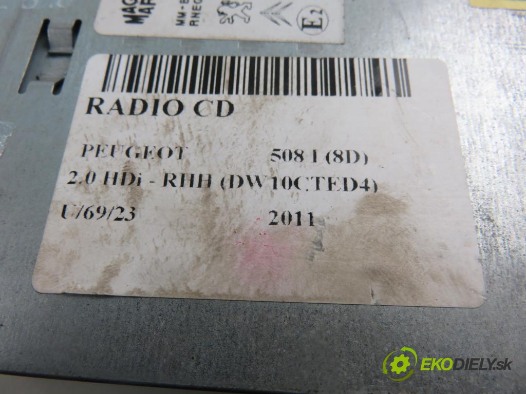PEUGEOT 508 I (8D_) SEDAN 2011 120,00 2.0 HDi - RHH (DW10CTED4) 1997,00 RADIO CD 9666090780
