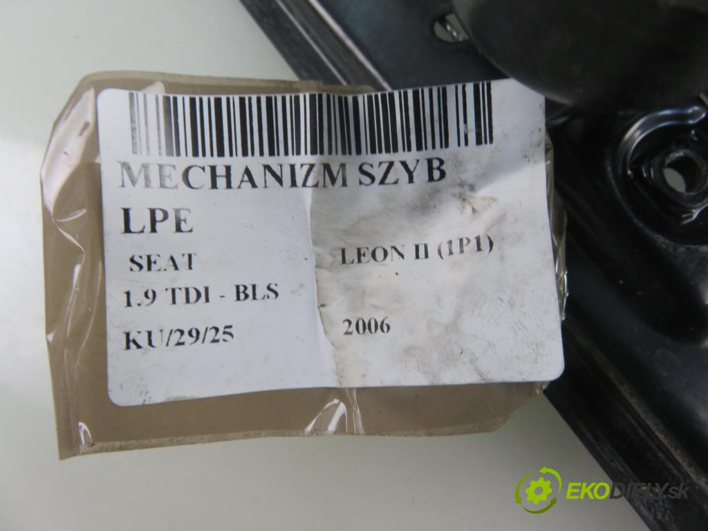 SEAT LEON (1P1) HB 2006 77,00 1.9 TDI - BLS 1896,00 mechanismus oken 1P0837401D ; 1K0959793L ; 1P0867435