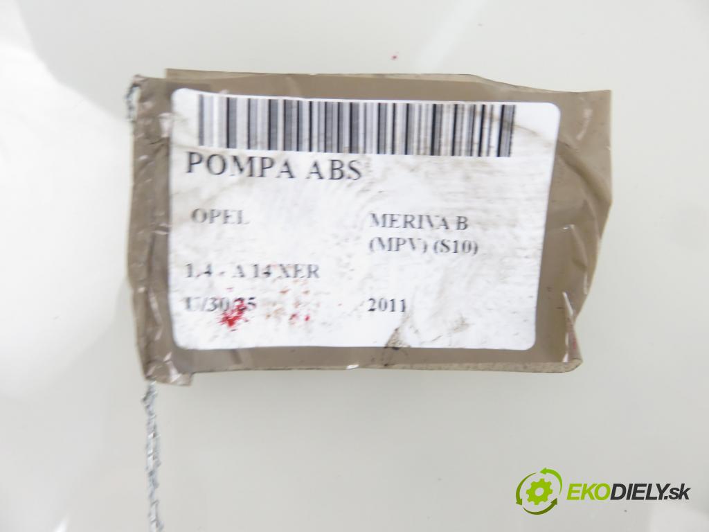 OPEL MERIVA B nadwozie wielkoprzestrzenne (MPV) (S10) MINIVAN 2011 74,00 1.4 - A 14 XER 1398,00 Pumpa ABS 0265950820 ; 0265238000 (Pumpy ABS)