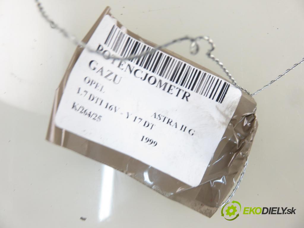 OPEL ASTRA G liftback (T98) HB 1999 55,00 1.7 DTI 16V - Y 17 DT 1686,00 Potenciometer plynu 9157998BK ; 6PV00811200 (Pedále)