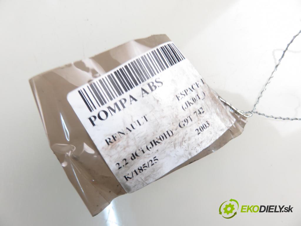RENAULT ESPACE IV (JK0/1_) MINIVAN 2003 110,00 2.2 dCi (JK0H) 150 - G9T 742 2188,00 Pumpa ABS 8200159837C ; 10020600924 ; 10096014253 (Pumpy ABS)