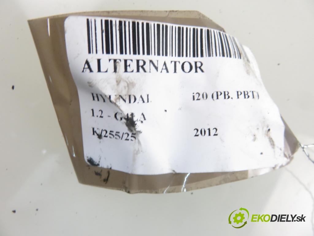HYUNDAI i20 (PB, PBT) HB 2012 63,00 1.2 - G4LA 1248,00 Alternátor 3730003600 ; 2609501 (Alternátory)