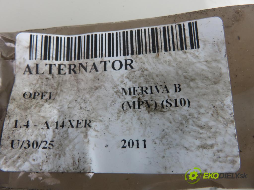 OPEL MERIVA B nadwozie wielkoprzestrzenne (MPV) (S10) MINIVAN 2011 74,00 1.4 - A 14 XER 1398,00 Alternátor 0124425084 ; 13284408 (Alternátory)