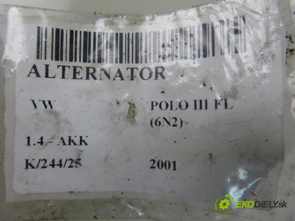 VW POLO (6N2) HB 2001 44,00 1.4 60 - AKK 1390,00 Alternátor 037903025M ; 0124325013 (Alternátory)