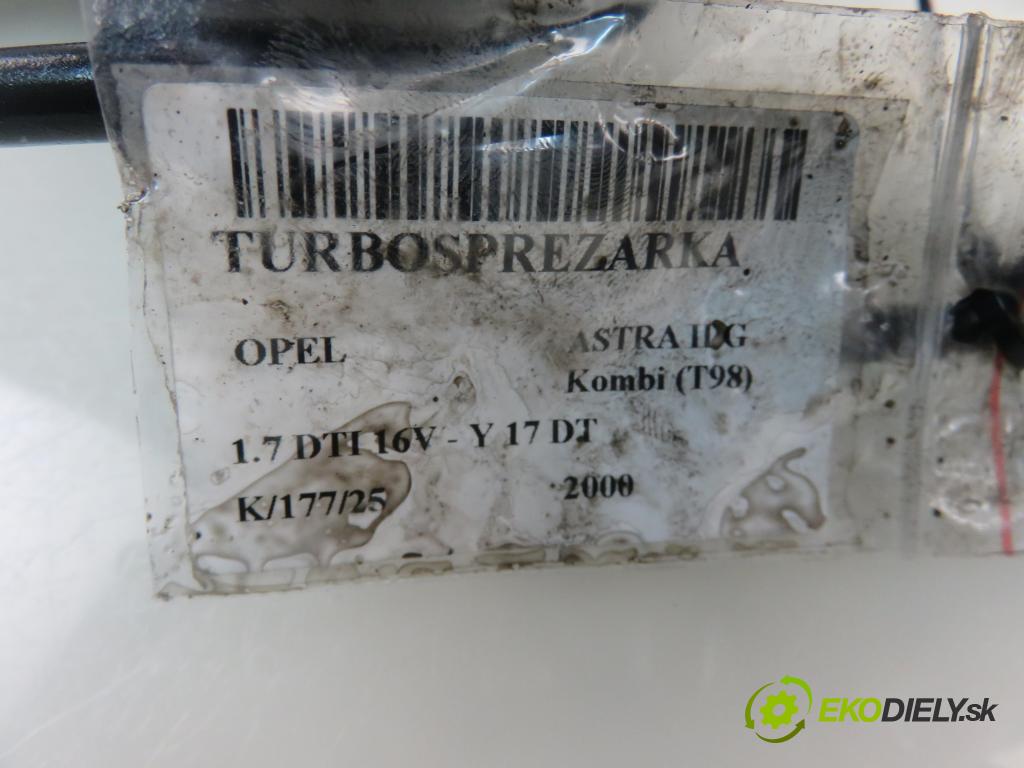 OPEL ASTRA G Kombi (T98) KOMBI 2000 55,00 1.7 DTI 16V - Y 17 DT 1686,00 RYCHLONABÍJEČKA: 6971852412 (Turbodúchadla (kompletní))