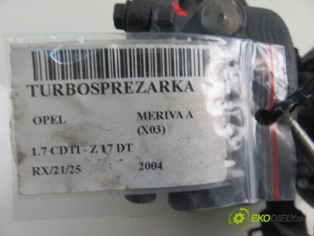 OPEL MERIVA A nadwozie wielkoprzestrzenne (MPV) (X03) HB 2004 74,00 1.7 CDTI 101 - Z 17 DT 1686,00 RYCHLONABÍJEČKA: 8973000923 (Turbodúchadla (kompletní))