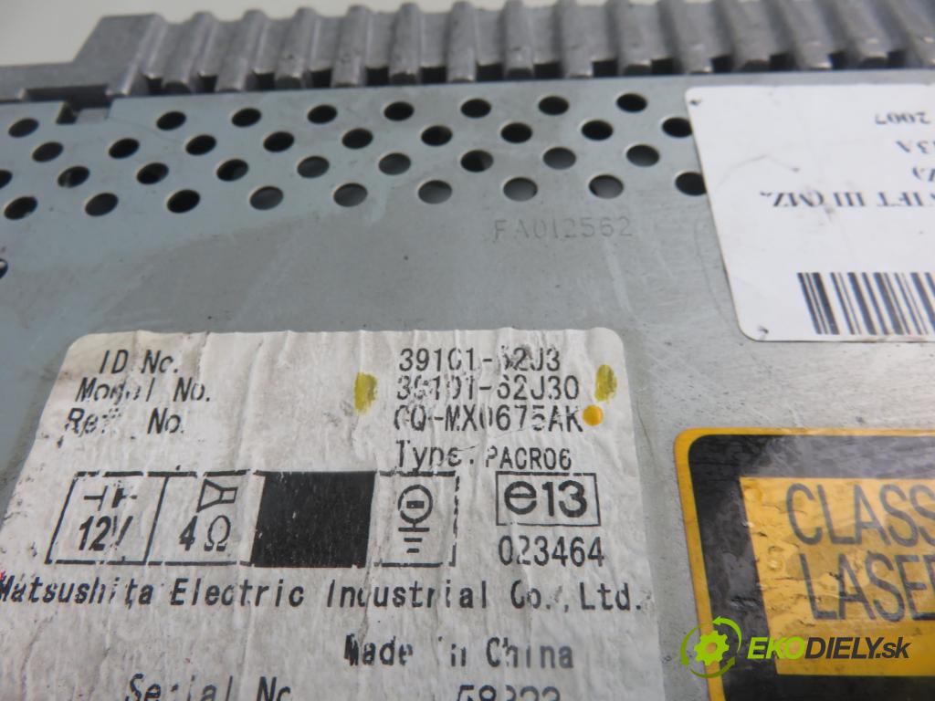 SUZUKI SWIFT III (MZ, EZ) HB 2007 0,00 1.3 4x4 (RS 413) - M13A 1328,00 RADIO CD 3910162J30