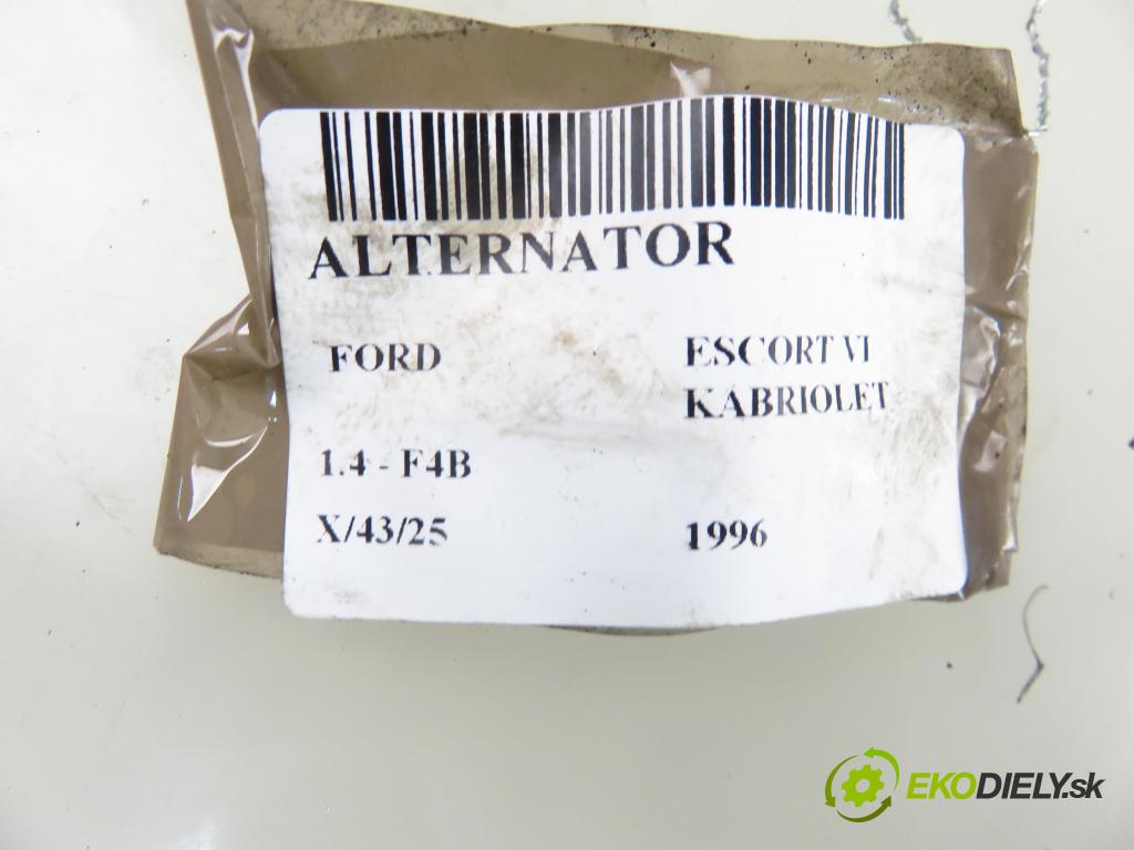 FORD ESCORT VI kаbriolet (ALL) CABRIO 1996 55,00 1.4 8V 75 - F4B 1392,00 Alternátor 0123110008 ; 90561967 (Alternátory)