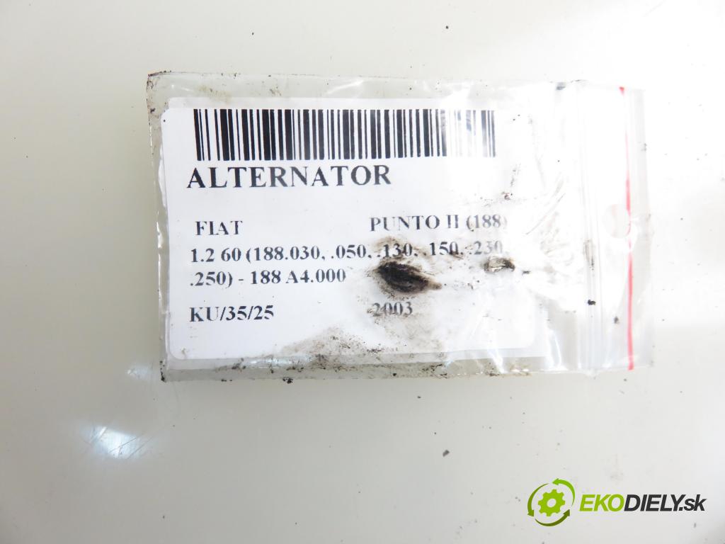 FIAT PUNTO (188_) HB 2003 44,00 1.2 60 - 188 A4.000 1242,00 Alternátor MS1022118220 ; 46843093 (Alternátory)