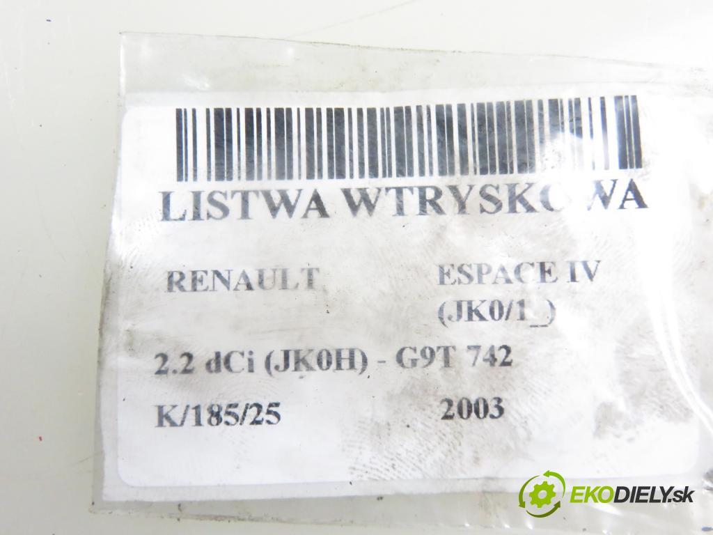 RENAULT ESPACE IV (JK0/1_) MINIVAN 2003 110,00 2.2 dCi (JK0H) 150 - G9T 742 2188,00 Lišta vstrekovacia 0281002734 ; 0445214142 ; 8200613066 (Vstrekovacie lišty)